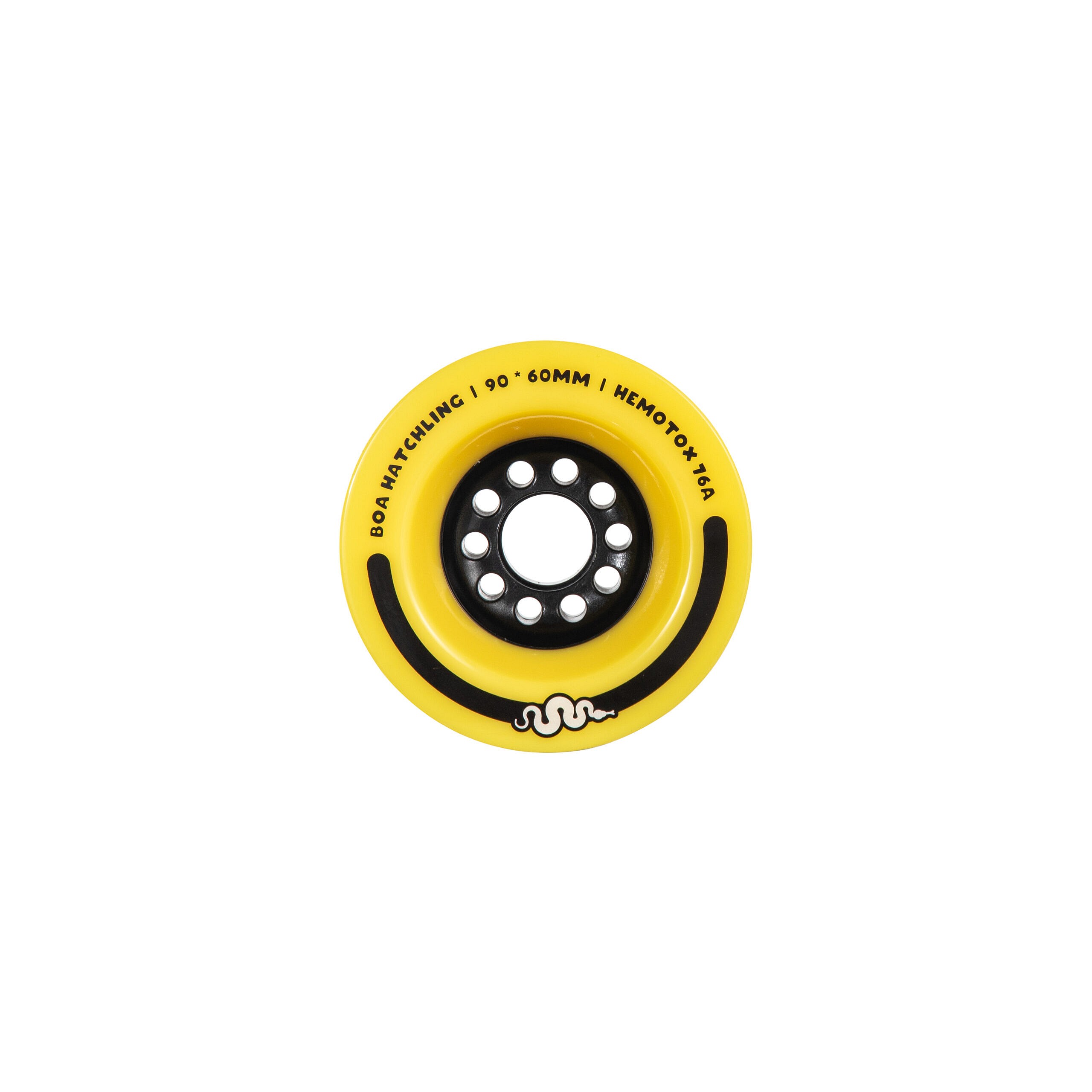 Boa Hatchling V3 90mm Longboard Wheels 76A (Yellow). Front.